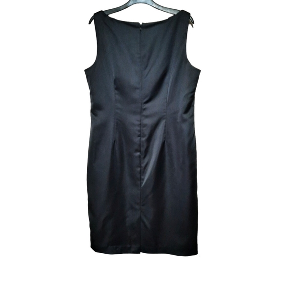 NIPÓN Satin Sheath Dress Pearl Rhinestone Collar LBD Sophisticate Black 14 - Picture 2 of 5